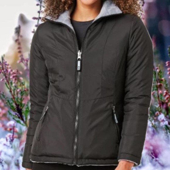 Free Country Reversible Gray Quilt Butter Pile Blk Smoth Puffer Jacket Sz XL NWT - Picture 6 of 7